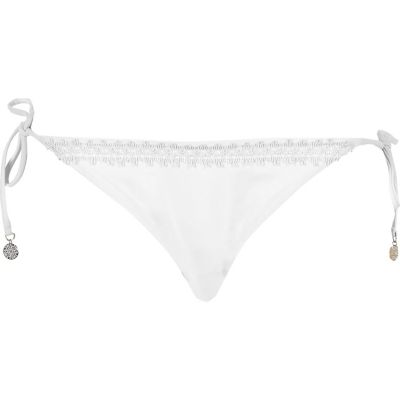 White cornelli string bikini bottoms